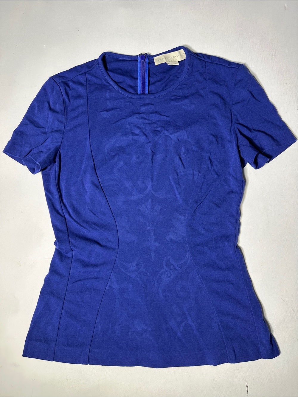 Stella McCartney Short Sleeve Crewneck Top in Cobalt Blue